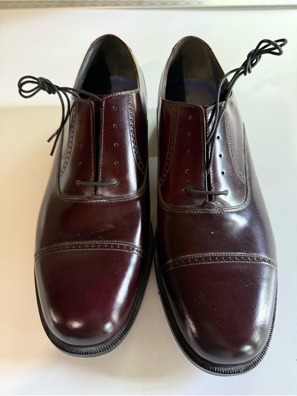 New Bostonian Men's Leather Cap Toe Oxford Dress Shoes Burgundy Size 13